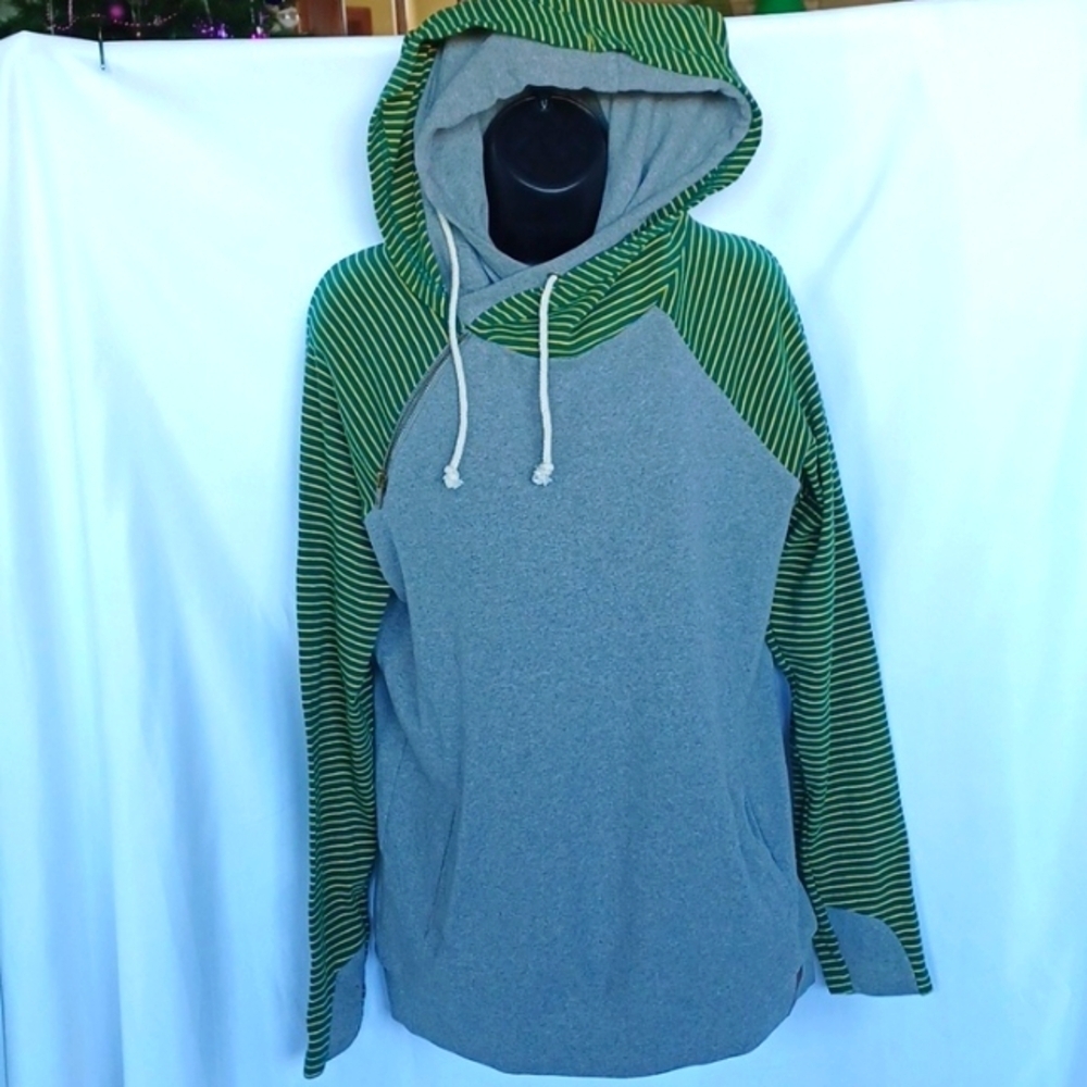 Ampersand Avenue Double Hooded sweatshirt, grey, green & yellow